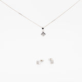 Princess Shape Diamond Necklace and Earring Set