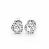 14k White Gold 0.86CTW Mined Diamond Stud Halo Earrings
