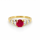 18k Yellow Gold Oval Shape Natural Ruby and Diamond Engagement Ring