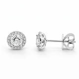 14k White Gold 0.86CTW Mined Diamond Stud Halo Earrings