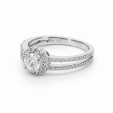 18k White Gold, Halo, Split Shank Engagement Ring, Mind Diamonds, 1 CTW