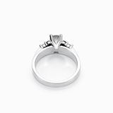 14K White Gold Round Diamond Engagement Ring with Natural Blue Diamond Accents | 0.50 CT GIA