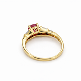 18k Yellow Gold Oval Shape Natural Ruby and Diamond Engagement Ring