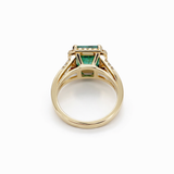 18k Yellow Gold 2.88CT Emerald and Mined Diamond Pave Split Shank Ring
